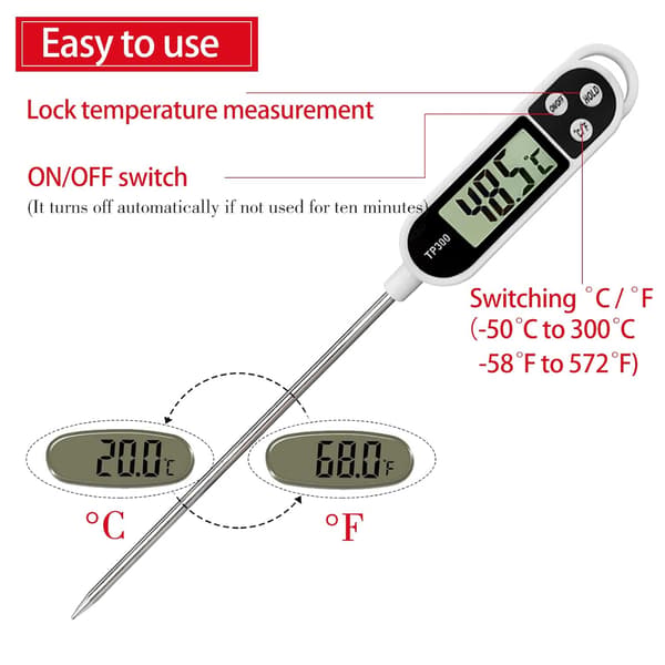 Køkkentermometer tilbehør termometer, termometer sonde termometer grill termometer 5 sekunder LCD-skærm termometer til bagværk BBQ kød