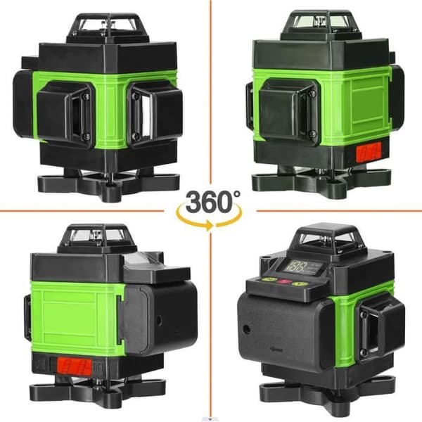 3D-4D Lasernivå 16 Linjer Selvnivellerende USB Oppladbart Batteri Horisontal og Vertikal Nivellering