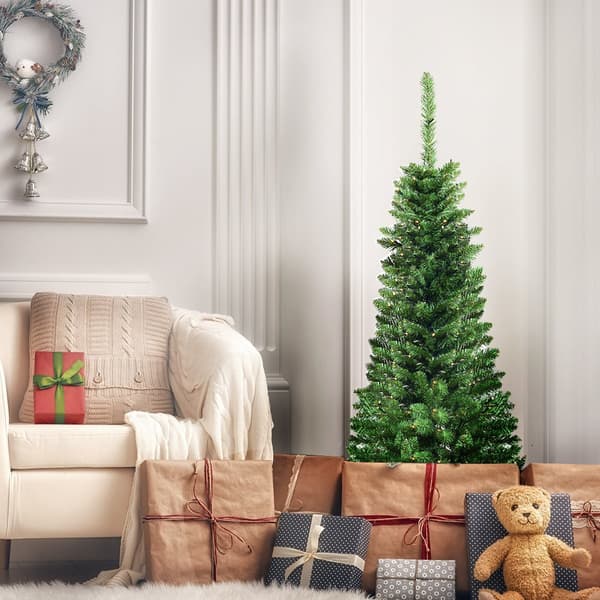 Slankt 135 cm kunstigt juletræ med LED-lys