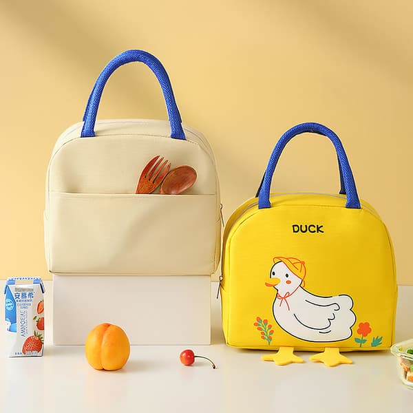 Bento-veske med isolerende aluminiumsfolie, beige