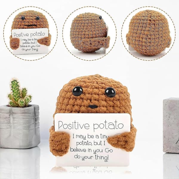 Mini Positiv Potatis 7,5 cm Stickad Plysch Fickkram