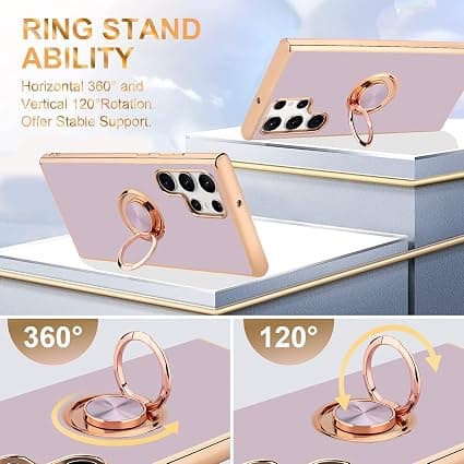 Lilla, deksel kompatibelt med Samsung S22 Ultra 5G Ring Silikon