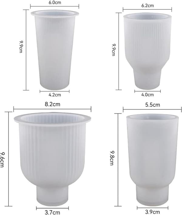 4 stk. silikoneform vase, vase støbeforme, epoxyharpiksforme vase, blomstervase silikoneforme