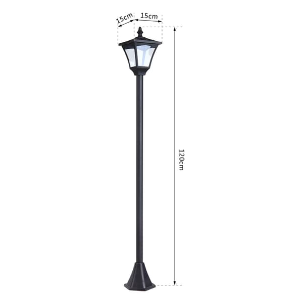 Solcellelanterne havelampe LED 30 lumen sort 15 x 15 x 120 cm