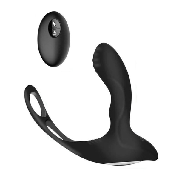 Mans prostata massageapparat med 2 ringar 10 vibrationslägen trådlös fjärrkontroll USB