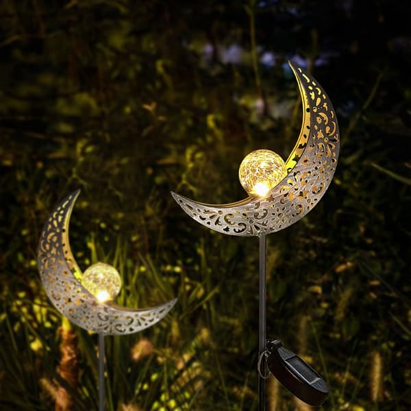 Måne Solcellelampe IP65 Halvmåne med Glødende Kule Varmhvit Warm White