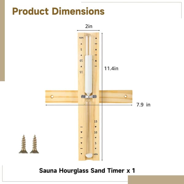 Sauna Timeglas Sandtimer, 15 Minutters Sandtimer Træ Sandur Timeglas med Sand Sauna Tilbehør, Vægmonterbar