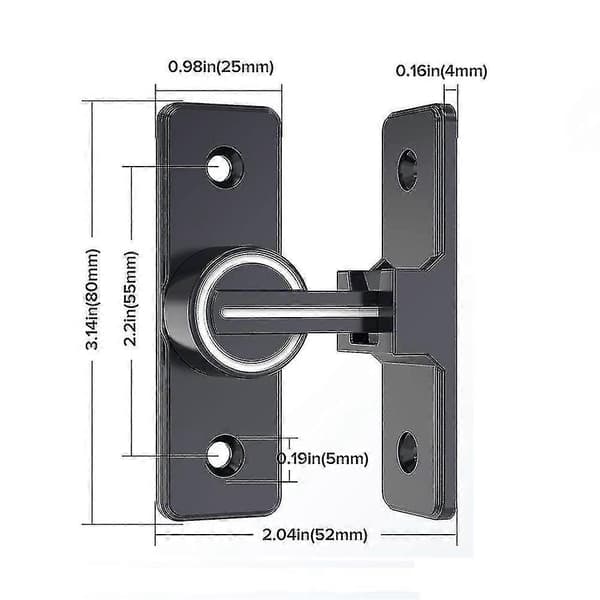 Låsebeslag til stalddør, 90 graders kraftig lås Flip Latch, mat sort, zinklegering