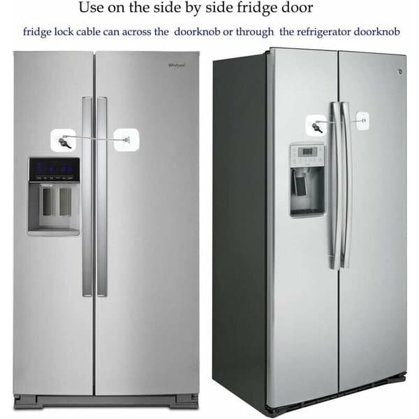 Refrigerator Lock, Freezer Lock, with Key for Child Safety, Lock for Locking Refrigerator and Cabinets (1 Set) White