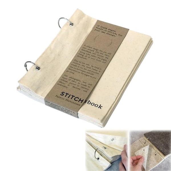 Tomt stoffskissebok, unikt sammenleggbart design, enkel å bære skisseboken, for tegning, skriving gray