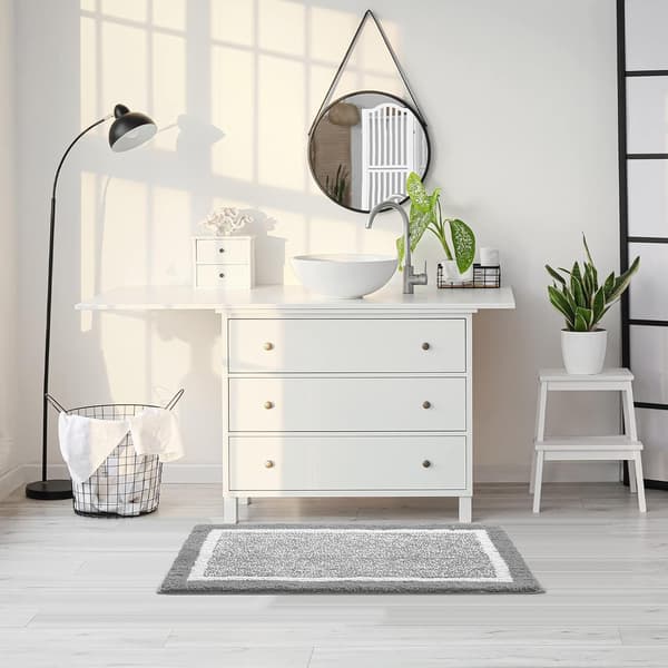 Sklisikker baderomsmatte for dusj og badekar 40x60 cm Lys grå Vaskbar
