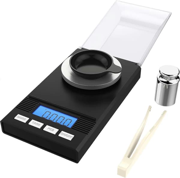 Milligram Scale, High Precision Scale with Portable Design for Convenient Transport, Supports 6 Unit Conversions and Calibration Weights, Equipped with