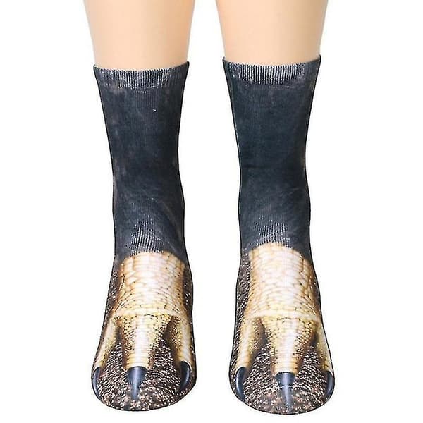 Et par morsomme unisex elastiske sokker med dyrepoteavtrykk for voksne