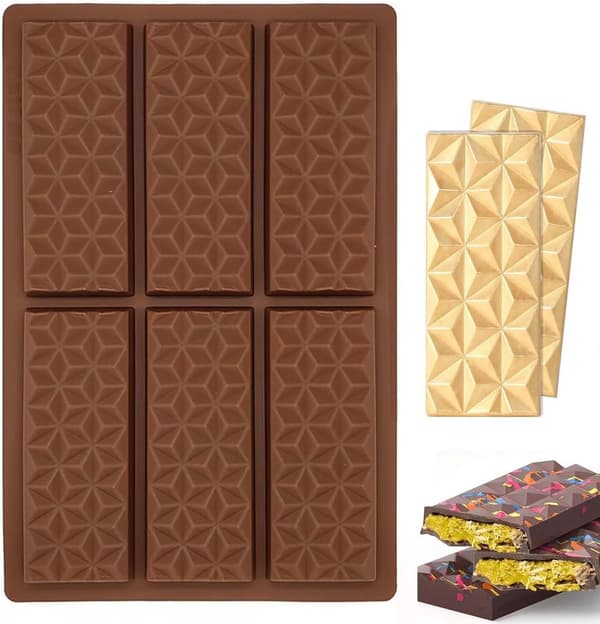 Diamond Shaped Chocolate Molds Deep Silicone Molds with 6 Baking Trays Non-Stick Coating Reusable BPA-Free Includes a Spatula and 100-Pack
