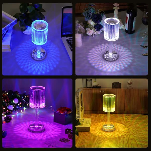 Krystallampe, 16 farver RGB touch-lampe, genopladelig diamant