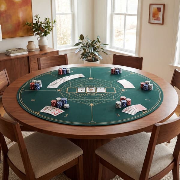 Rund pokermatta 47 tum, halkfri gummibas, grön