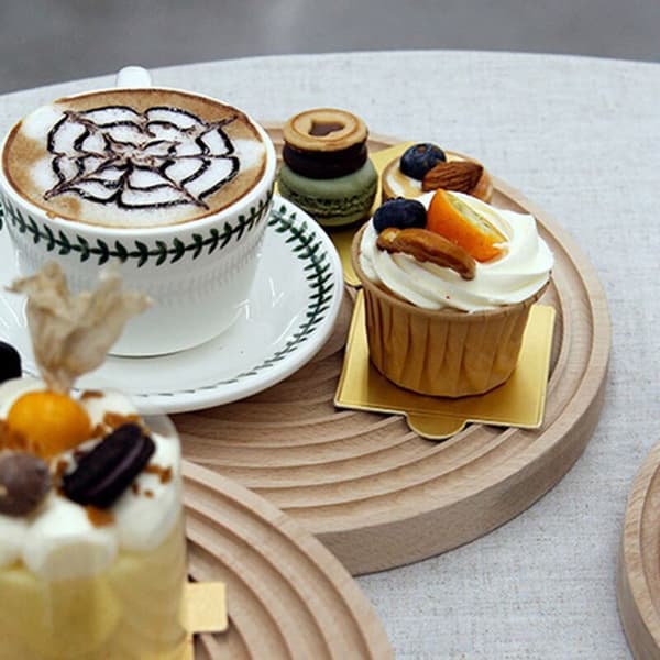 Ripple Dessert Tray Cup Geometric Cutting Board Placement Plate Curved Surface Art, C