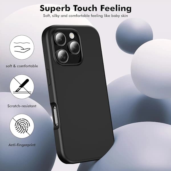 Silicone Case Compatible with iPhone 16 Pro Max Case Soft Ultra-Thin Protective Shockproof Liquid Silicone Phone Case, 6.9  \" Midnight Black
