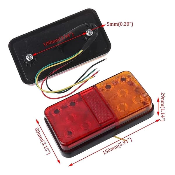 4 stk 12V 10LED Vanntette Lastebil Tilhenger Baklys Bil Blinklys Brems Stopplys Båt Bobil Indikator