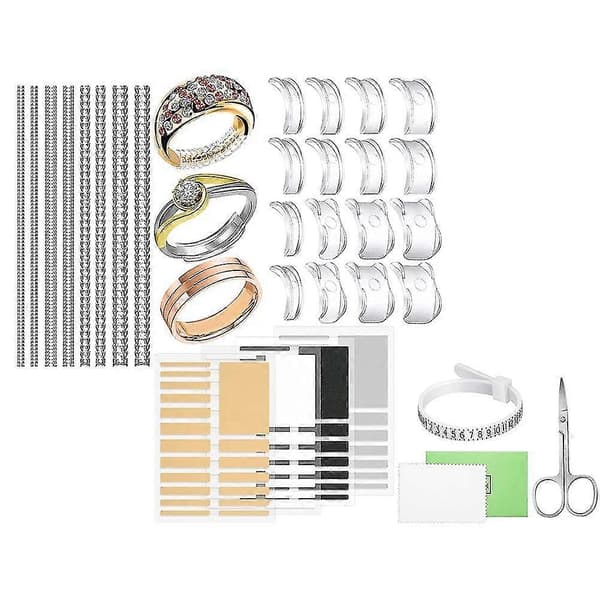 Ringstørrelsesjustering med ringstørrelsesmåleverktøy for løse ringer, usynlig ring spiral silikon sølv Silver