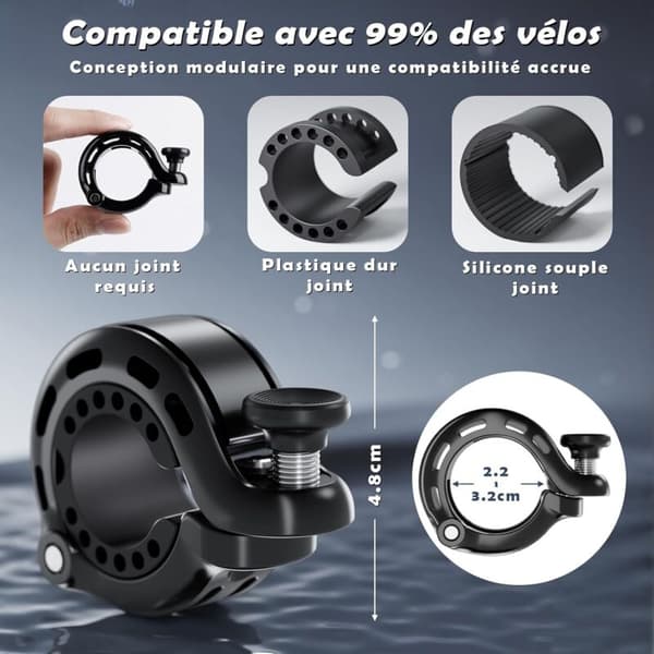 Minipyöränkello 100-110 dB ohjaustangolle 22-31,8 mm, sähköpyörät, maastopyörät