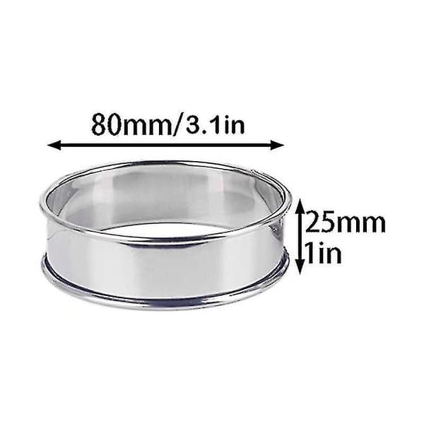4 stk. dobbeltvalsede tærteforme i rustfrit stål, professionelle muffinforme