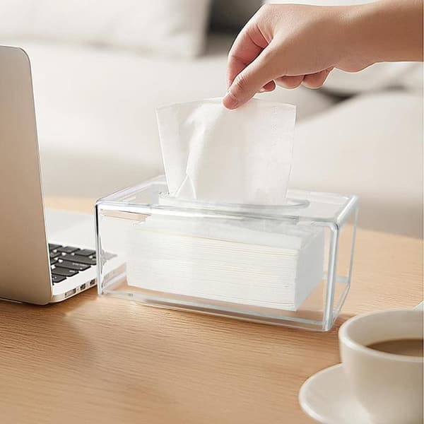 Napkin Holder Transparent Rectangular Napkin Dispenser Napkin Box with Lid, Acrylic Napkin Storage Box for Home,