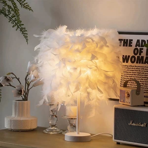 1-pack Feather Table Lamp Bedside Lamp Feather Lamp Table Lamp