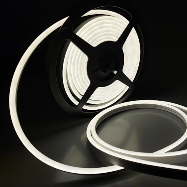 Neon LED-stripe, 12V 5m dimbar nøytral farget LED-stripe, 4000K vanntett utendørs silikon fleksibel LED-stripe
