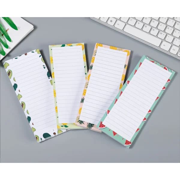 4-pack kylskåpsblock med magneter | Fruktdesign inköpslista