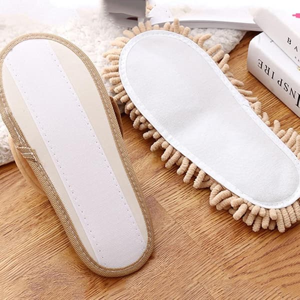 Microfiber Mop Slippers Floor Cleaning Detachable Shoe Covers for Bathroom Kitchen Brown