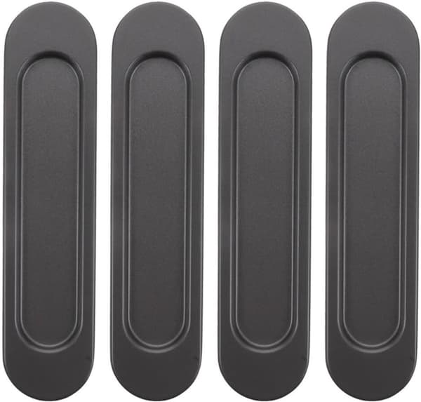 Self-adhesive pull handle for sliding door 4 pcs, attach to cabinet drawer handle, no drill black matte holder