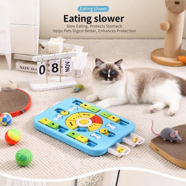 Interactive Dog Puzzle Toy and Slow Feeder - IQ Training and Mental Stimulation for Large, Medium, and Small Dogs (Blue) Blue