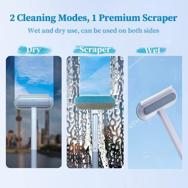 Window Cleaner with Extendable Handle, 4-in-1 Window Cleaner with Telescopic Handle, Professional Window Cleaning