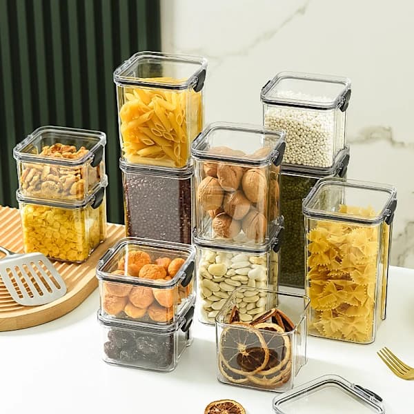 Sealed Plastic Food Storage Container, Moisture-Resistant Kitchen Container for Cereal, Snacks, and Dried Fruit, 1800ML 1800ML 1800ML