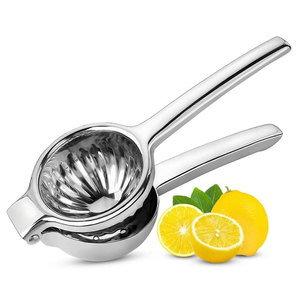 Kraftig manuel citruspress i rustfrit stål med ergonomisk greb for nem rengøring
