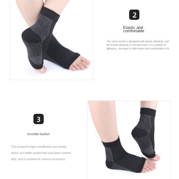 Ankel kompressionsstrømper Hæl sok SORT&KOBBER MM sort&kobber black&copper M-M