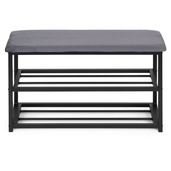Skoskåpsbänk med sammetssits, 2 hyllplan, 80 cm