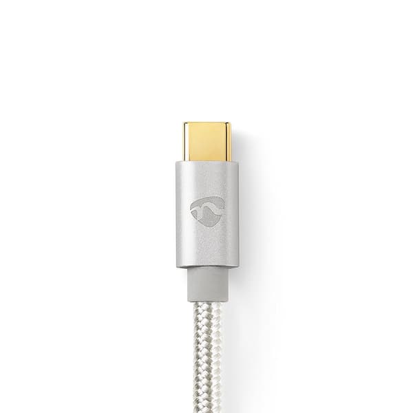 Nedis USB-C-uroskaapeli 100 W 480 Mbps 1 m hopea punottu nailon kullatut liittimet Silver