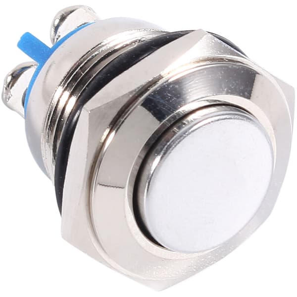 12V 16mm Waterproof Momentary Metal Push Button ON OFF Horn Switch Silver