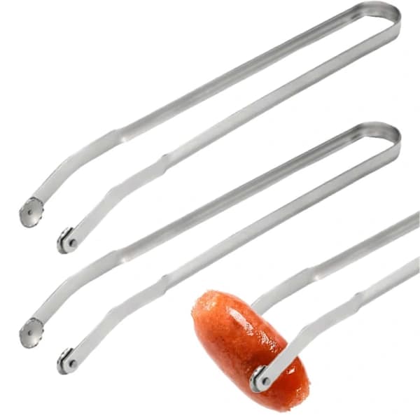 Grilltang i rustfrit stål til pølser med langt håndtag, stabilt greb til grillning af kød og grøntsager, 38 cm, 1 stk 1pc