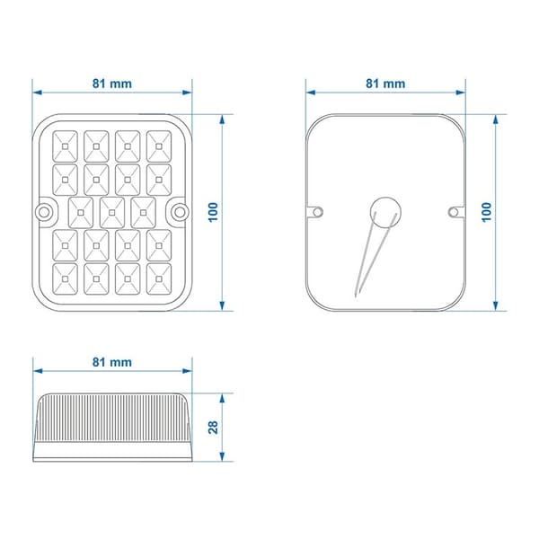 Backlampa 100x81mm 19LED