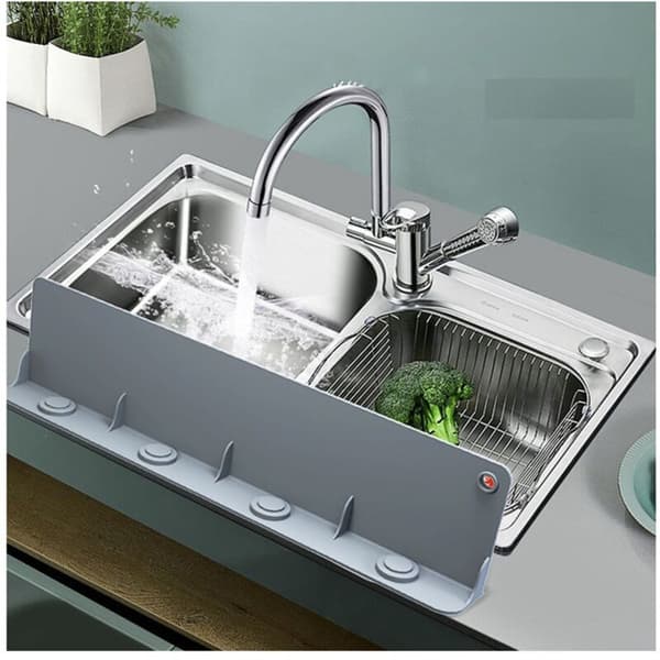 Sink Splash Guard with Powerful Suction Cup, Premium Silicone Sink Splash Guard, Soft Anti-Splash Guard