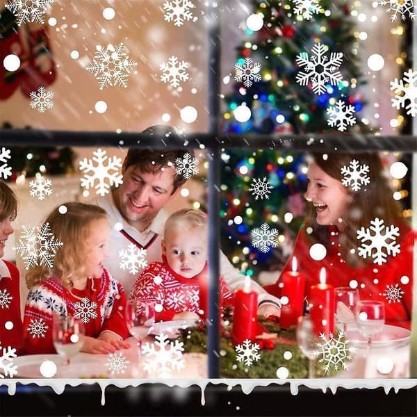 Snowflake Window Decals, 96 Reusable Self-Adhesive Static PVC Decals Window Stickers Christmas Window Decoration Snowflake Window Decal (FMY)