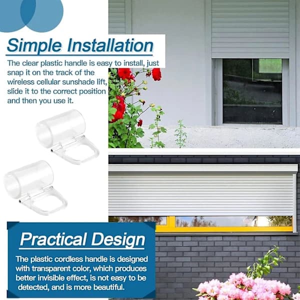 4-pack Cordless Blind Bottom Rail Handles, Clear Snap-on Window Shade Pulls, Fits 20mm Rod