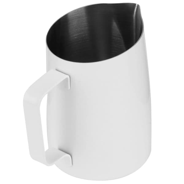 600 ml kaffekrus i rustfrit stål, mælkeskummerkande til hjemmekaffe, hvid[CO]