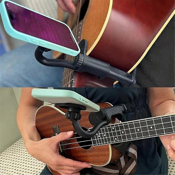 Justerbart guitarstativ med telefonholder til livestreaming
