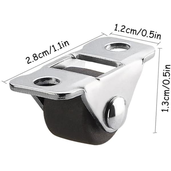 8 stk. støjsvage mini-gummihjul 0,5\" (12 mm) til møbler, brune, metalplade, bæreevne 10 kg