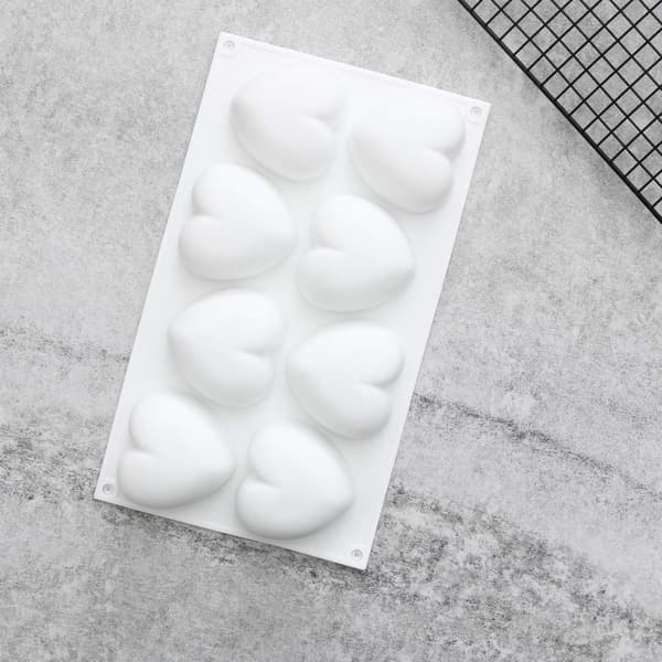 Hjerte silikoneform | Hjerter 8 stk Silikoneform | Hjerte Mousseform Vit white