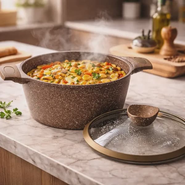 Granit Nonstick Gryta Med Glaslock, 24 Cm